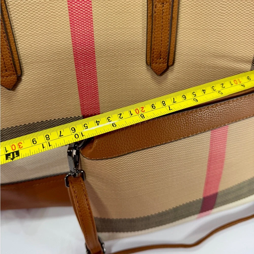 2 piece tote bags!  Stylish Tan and Pink Checkered - Picture 9 of 11